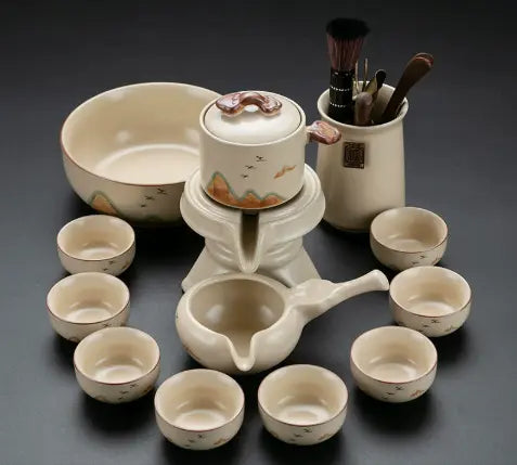 MOTOLIV Automatic Pour-Over Tea Set — Hand-Glazed Ru Kiln Porcelain