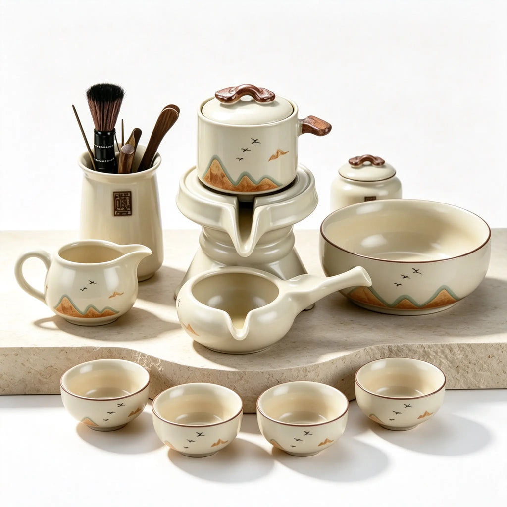 MOTOLIV Automatic Pour-Over Tea Set — Hand-Glazed Ru Kiln Porcelain