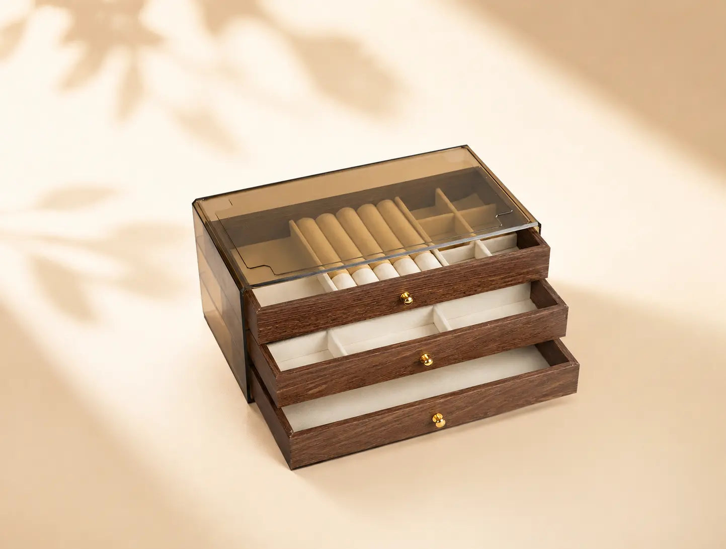 Large Capacity Walnut Jewelry Box with Pull-Out Drawers | Tangle-Free Organizer for Your Entire Collection