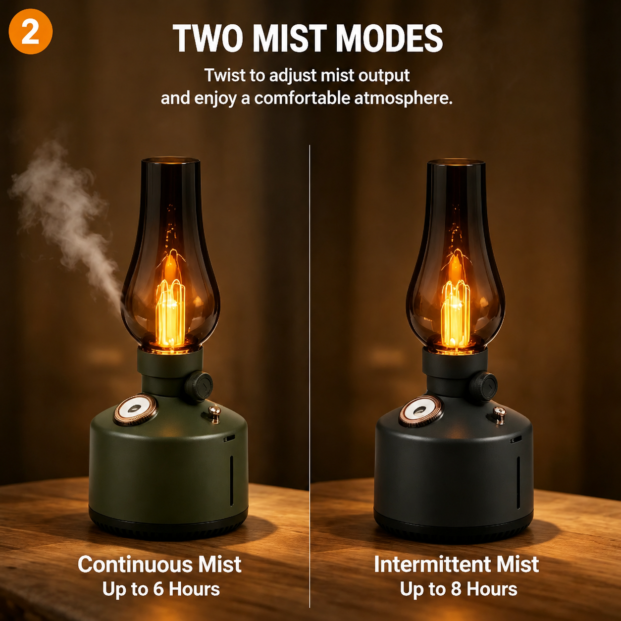 Retro Kerosene Lamp Humidifier — Vintage Decorative Ultrasonic Humidifier for Desk & Bedroom