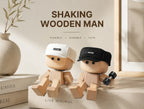 Shaking-Leg Wooden Doll — Handcrafted Decorative Car & Desk Ornament