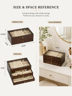 Large Capacity Walnut Jewelry Box with Pull-Out Drawers | Tangle-Free Organizer for Your Entire Collection