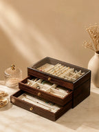 Large Capacity Walnut Jewelry Box with Pull-Out Drawers | Tangle-Free Organizer for Your Entire Collection