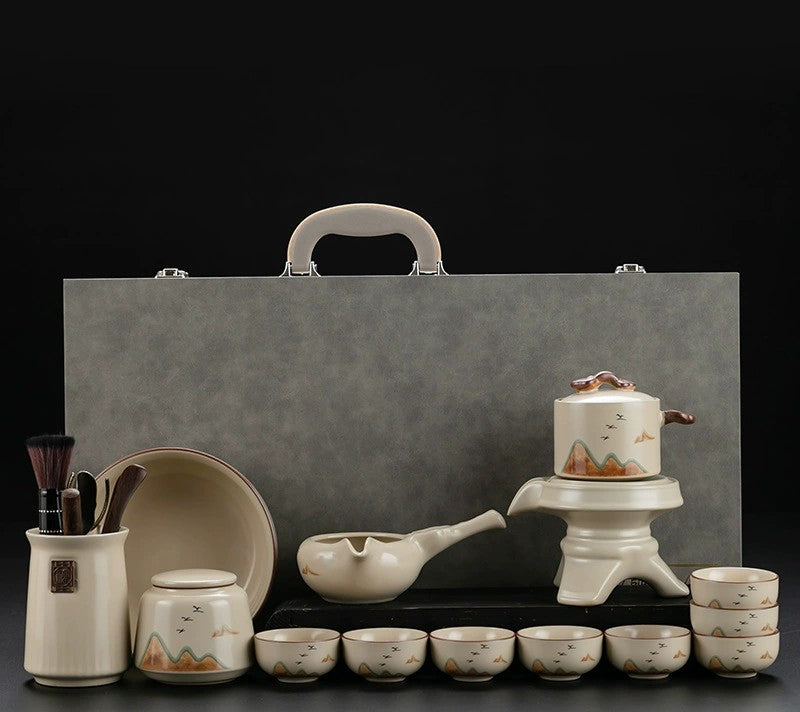 MOTOLIV Automatic Pour-Over Tea Set — Hand-Glazed Ru Kiln Porcelain