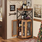 Household Goods American Country Living Room Corner Wine Cabinet Independent Fan Red Wine Display Rack Hanging Goblet Rack