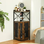 Household Goods American Country Living Room Corner Wine Cabinet Independent Fan Red Wine Display Rack Hanging Goblet Rack