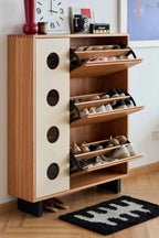 Modern Half House Wooden Shoe Cabinet for Home Hotel Entryway Furniture Organizer for Living Room Apartment Shoes Accessories