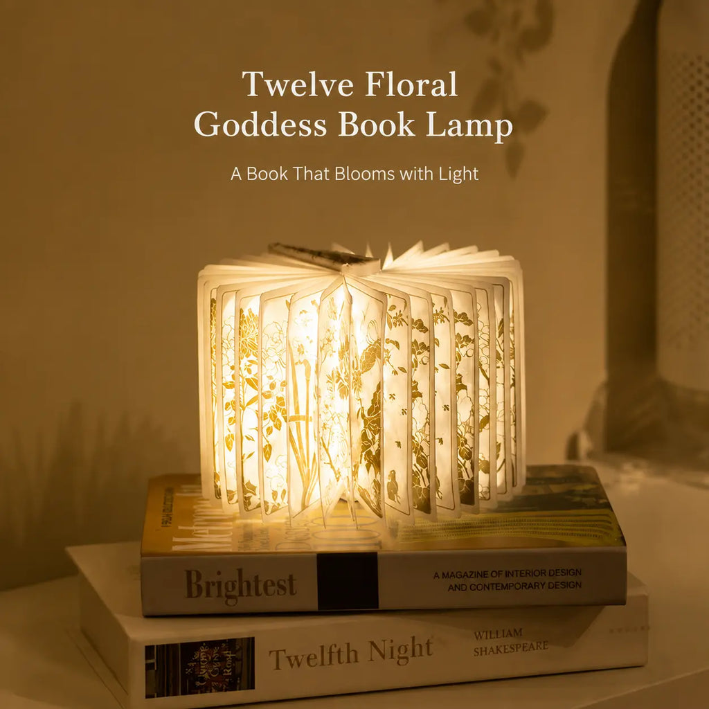 Folding Book Lamp — Magnetic LED Night Light, Portable Wooden Reading Lamp